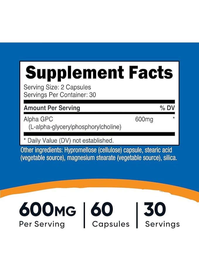 Nutricost, Alpha GPC, 60 Capsules (300 mg per Capsule) - Image 3